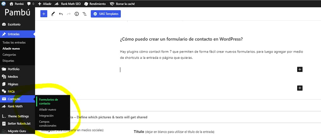 Cómo publicar un formulario en wordpress