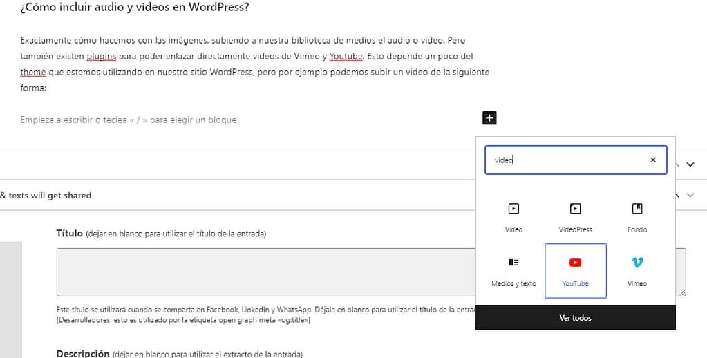 Cómo subir videos a wordpress